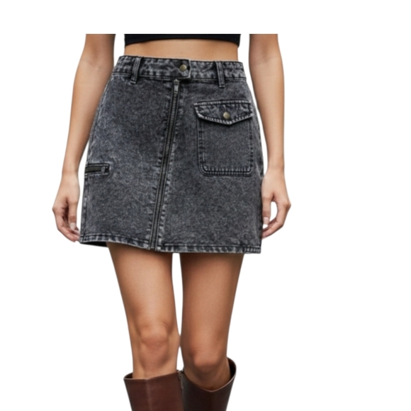 Primark Dresses & Skirts - NWT Rita Ora x Primark Washed Black Denim Mini Skirt - Size 6